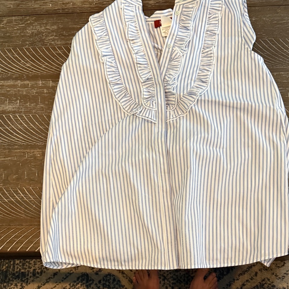MaxMara Blue and White Striped Top